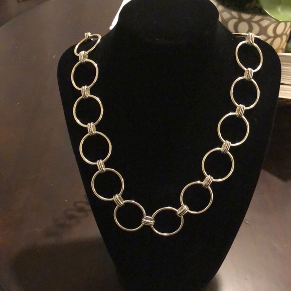 Ralph Lauren Silver Circle Chain Link Necklace - Picture 2 of 6